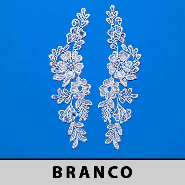 Aplicação Guipir Branca CH-1930 (8,0cm - 26,0cm)(6 pares)