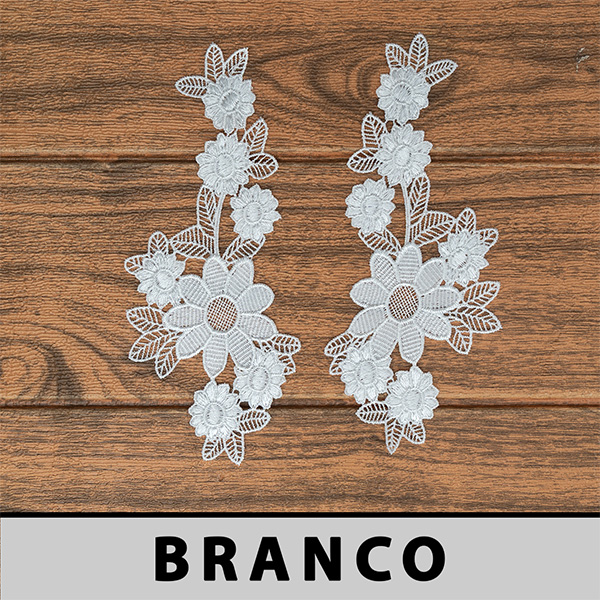 Aplicação Guipir Branca CH-1354 (8,5cm - 19,5cm)(6 pares)