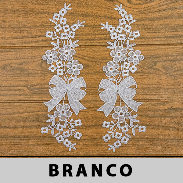 Aplicação Guipir Branca CH-3795 (10,0cm - 31,0cm)(6 pares)