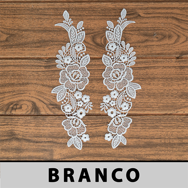 Aplicação Guipir Branca CH-2644 (8,0cm - 27,0cm) (6 pares)