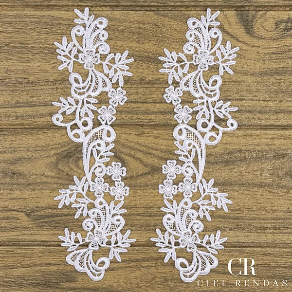 Aplicação Guipir Branca CH-3378 (7,5cm - 27,0cm)(6 pares)