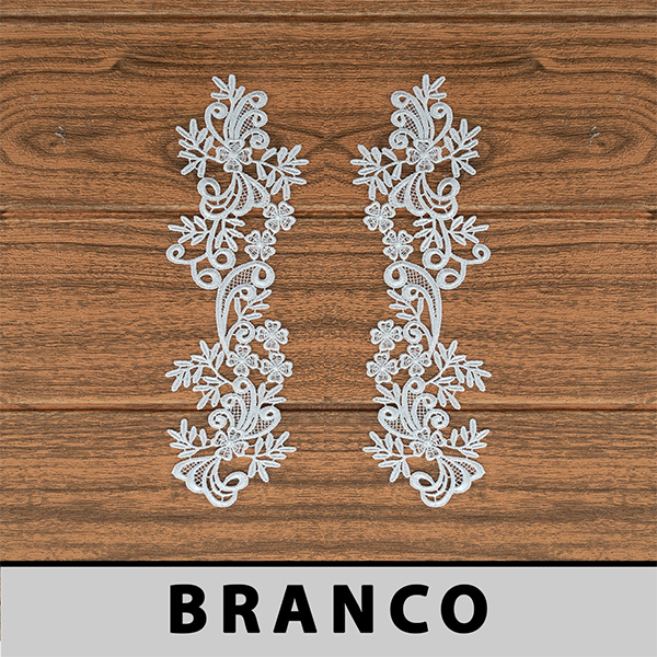 Aplicação Guipir Branca CH-3378 (7,5cm - 27,0cm)(6 pares)