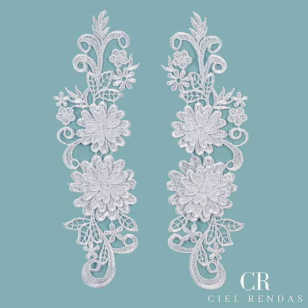 Aplicação Guipir 3D CH-1832 (8,0cm - 26,0cm)(3 pares)