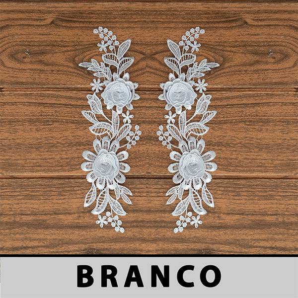 Aplicação Guipir Branca 3D CH-1790 (8,0cm - 25,0cm)(3 pares)