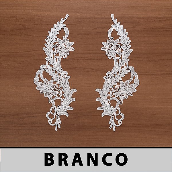 Aplicação Guipir Branca CH-2490 (11,0cm - 30,0cm)(6 pares)