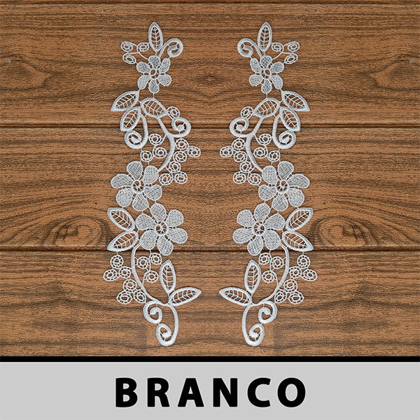 Aplicação Guipir Branca CH-1297 (8,5cm - 28,5cm)(6 pares)