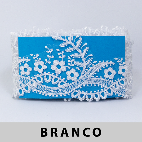 Tule Bordado Branco CH-1971 (13,5cm - 9,14m)