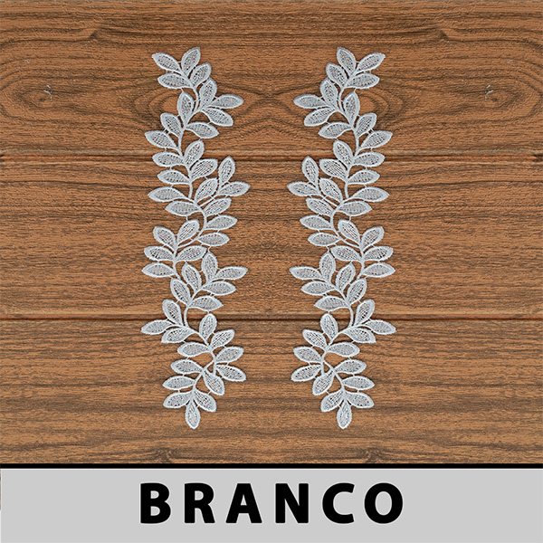 Aplicação Guipir Branca CH-1950 (7,5cm - 31,0cm)(6 pares)