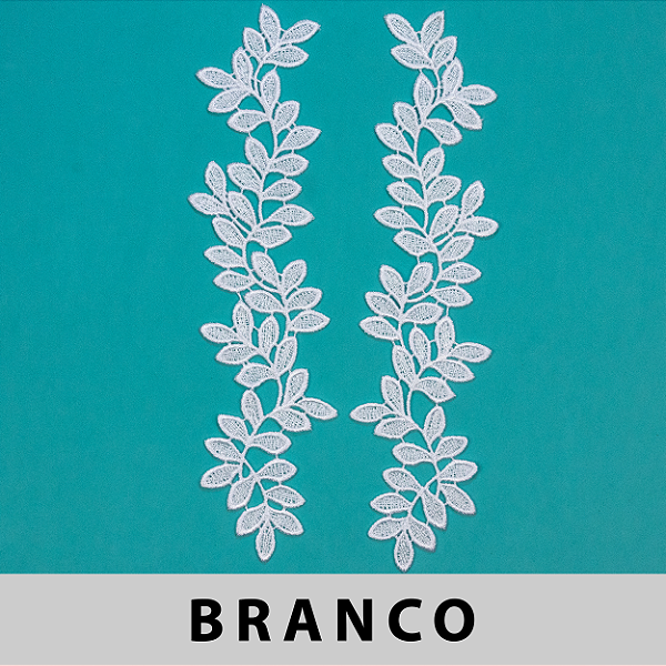 Aplicação Guipir Branca CH-1950 (7,5cm - 31,0cm)(6 pares)
