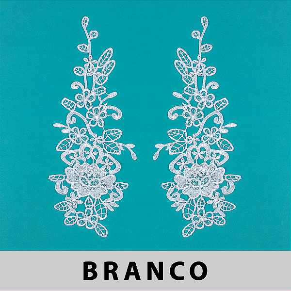 6 Pares da Aplicação Guipir BRANCA CH-3358 (11,5cm - 28,5cm)