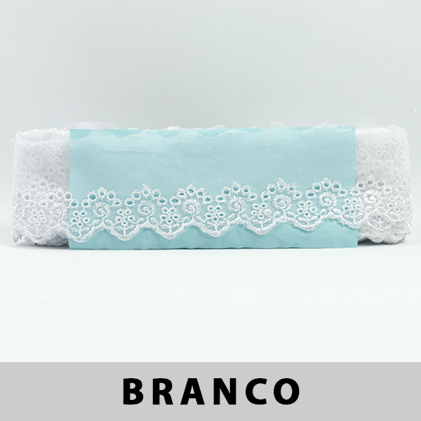 Tule Bordado Branco OR-9529 (6,0cm - 13,70m)