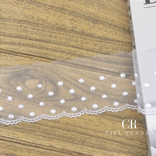 Tule Bordado Branco CH-3238 (9,0cm - 13,7m)