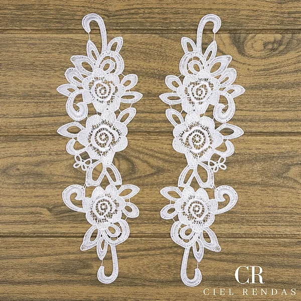 Aplicação Guipir Branca CH-3057 (10,0cm - 31,0cm)(6 pares)