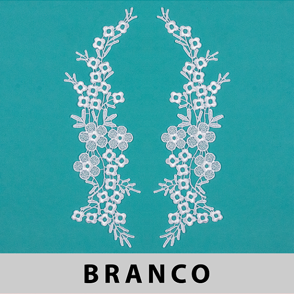 Aplicação Guipir Branca CH-2654 (8,5cm - 30,0cm)(6 pares)