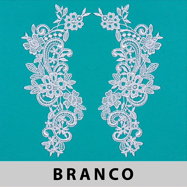 Aplicação Guipir Branca CH-2652 (9,5cm - 21,0cm) (6 pares)