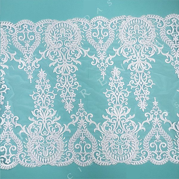 Tule Bordado Branco Duplo CH-2629SB (62,0cm - 9,0m)