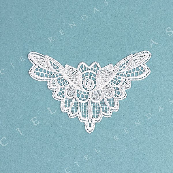 Aplicação Guipir Branca MH-1639 (13,0cm - 9,0cm)(6 peças)