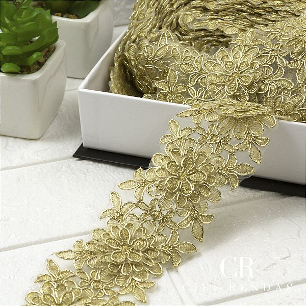 Tule Bordado Ouro Velho CH-1452/B (5,5cm - 9,0m)