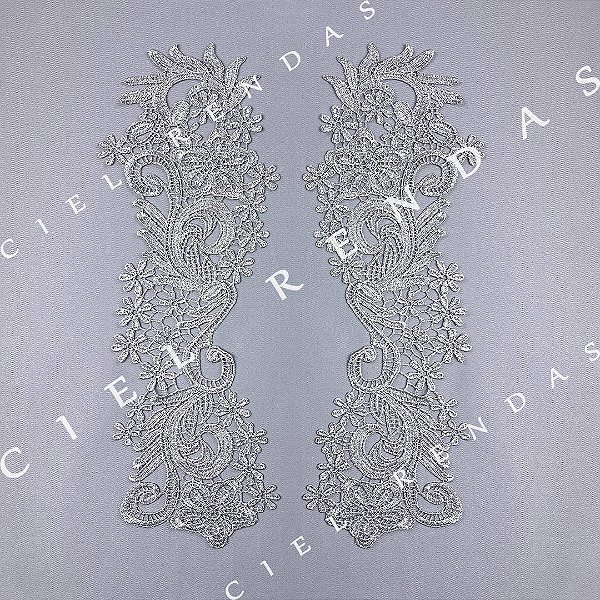 Aplicação Guipir Prata CH-2125/M (13,0cm - 36,0 cm) (3 pares)