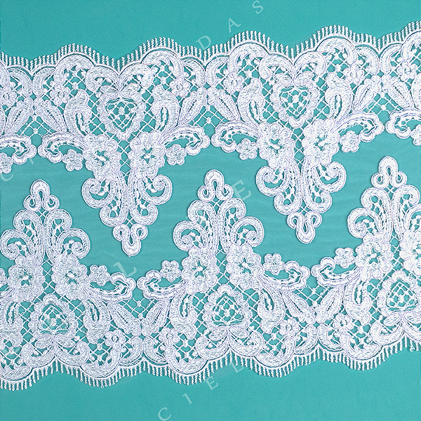 Tule Bordado Branco Duplo CH-2627SB (venda por metro)