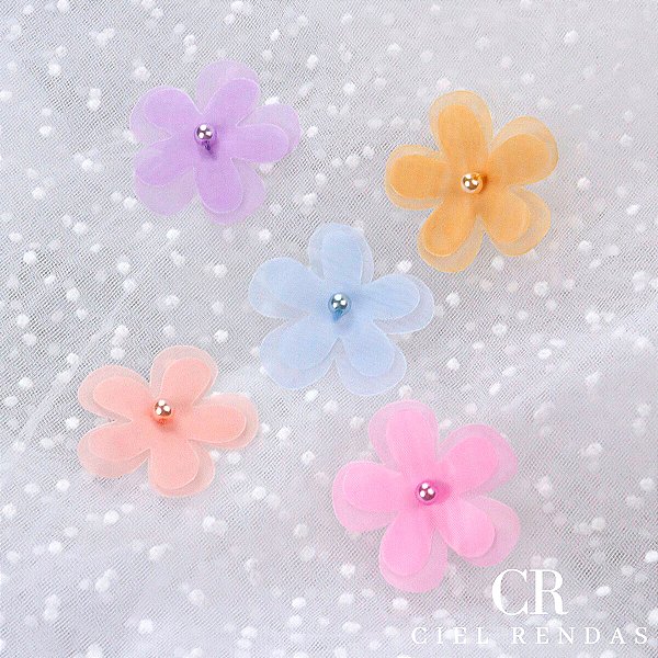 12 Peças da Aplicação Guipir 3D Colorida CH-2159/C (3,5cm - 3,5cm)