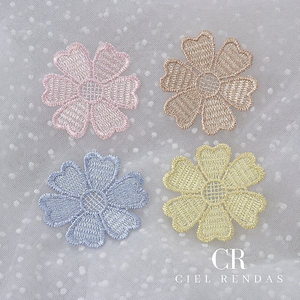 Aplicação Guipir Colorida MH-1451/C (5,0cm - 5,0cm)(12 peças)