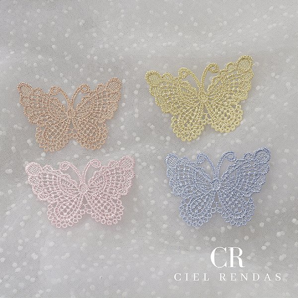 Aplicação Guipir Colorida MH-1464/C (7,0cm - 4,5cm)(6 peças)