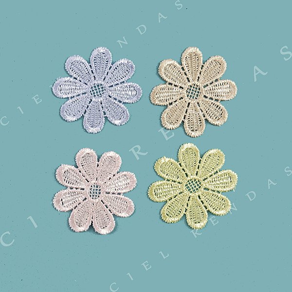 Aplicação Guipir Colorida MH-1439/C (4,5cm - 4,5cm)(12 peças)