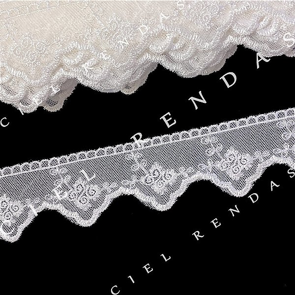 Tule Bordado Marfim CH-2346 (4,5cm - 8,50m)