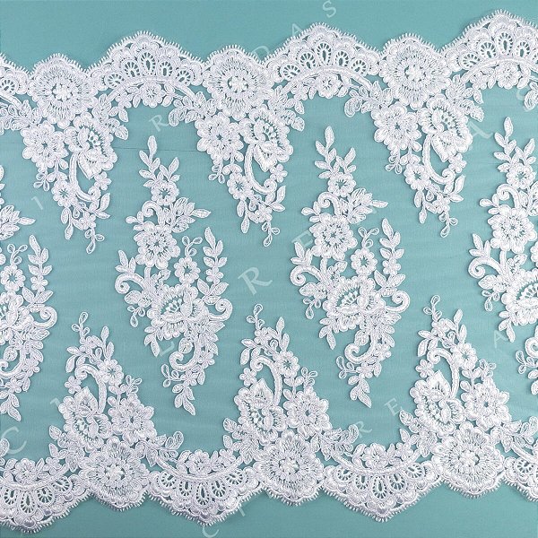 Tule Bordado Branco Duplo CH-1873 (venda por metro)