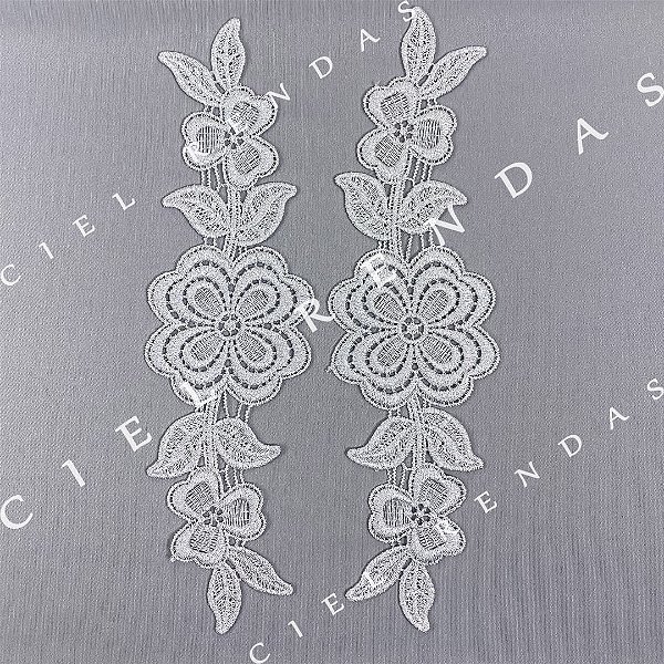 Aplicação Guipir Prata MH-1700/M (8,0cm - 28,5cm) (3 pares)