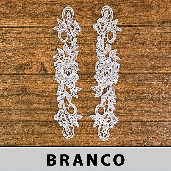 3 Pares da Aplicação Guipir Branca CH-2307/P (7,0cm - 31,5cm)