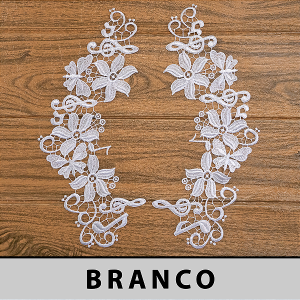 6 Pares da Aplicação Guipir Branca CH-4651 (14,0cm - 33,0cm)