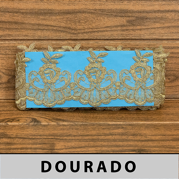 Tule Bordado Dourado CH-2014/B (10,0cm - 9,14m)