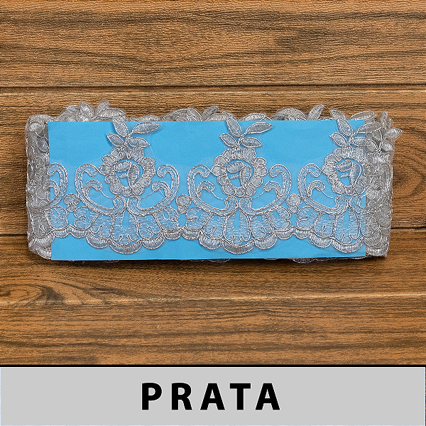 Tule Bordado Prata CH-2014/B (10,0cm - 9,14m)