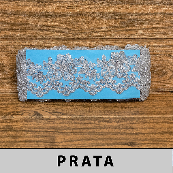 Tule Bordado Prata CH-1989/B (8,5cm - 9,14m)
