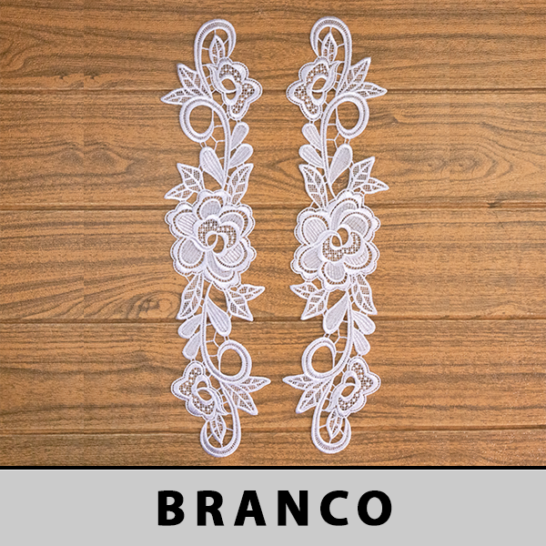 3 Pares da Aplicação Guipir Branca CH-2307/G (10,0cm - 45,0cm)