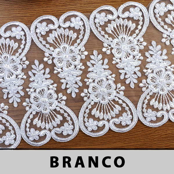 Tule Bordado Branco Duplo CH-4730 (17,0cm - 9,0m)