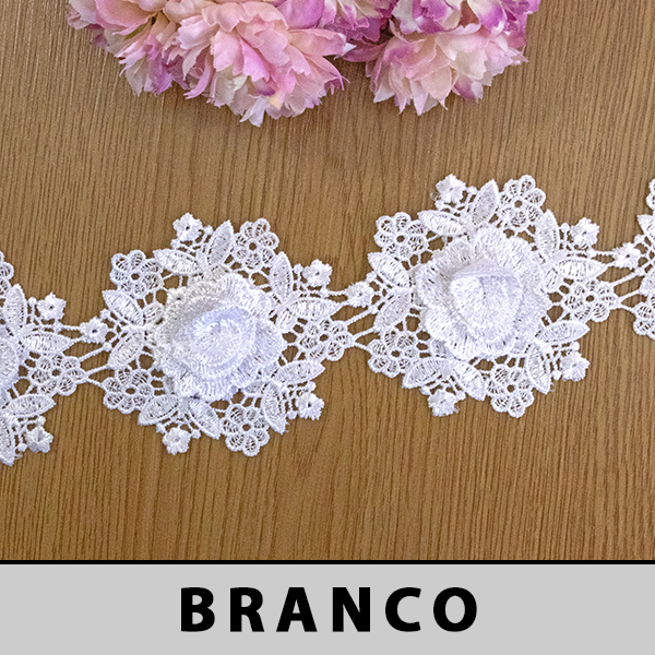Renda Guipir Branca 3D CH-4688 (7,5cm - 13,70m)