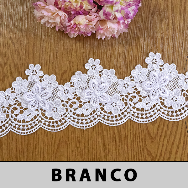 Renda Guipir Branca 3D CH-4713 (9,0cm - 12,60m)