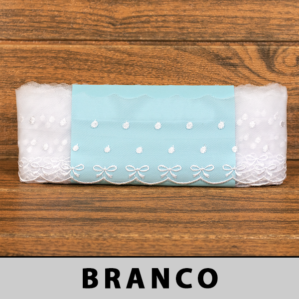 Tule Bordado Branco CH-4758 (8,0cm - 13,70m)