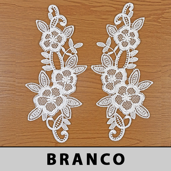 6 Pares Aplicação Guipir Branca CH-1906 (12,5cm - 27,5cm)