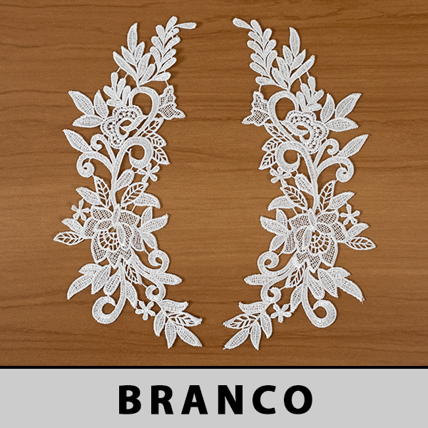 6 Pares da Aplicação Guipir Branca CH-4786 (11,5cm - 27,0cm)
