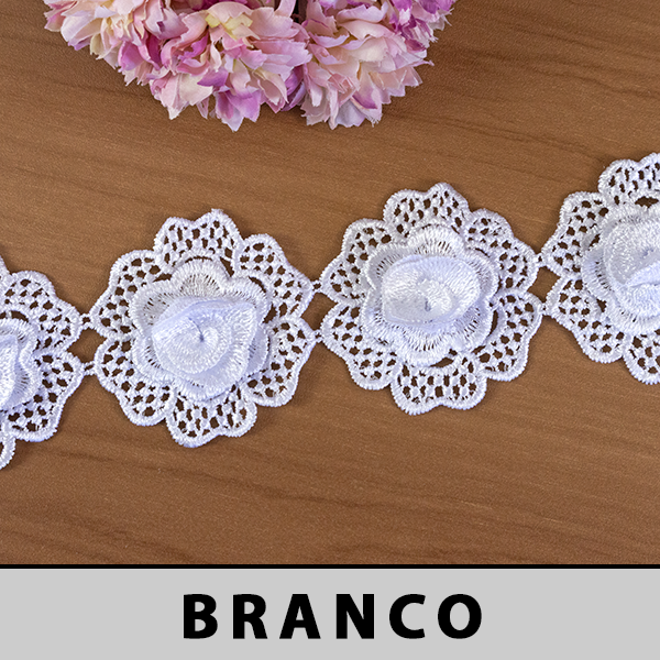 Renda Guipir Branca 3D CH-4687 (6,5cm - 13,25m)