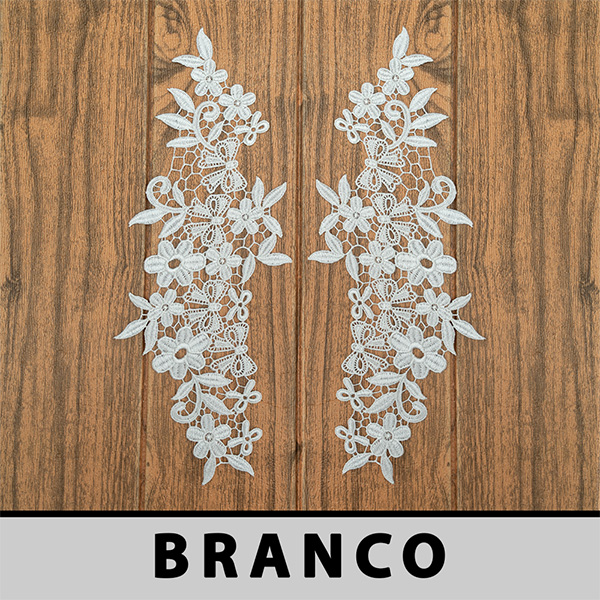 6 Pares da Aplicação Guipir Branca CH-4790 (12,5cm - 34,0cm)