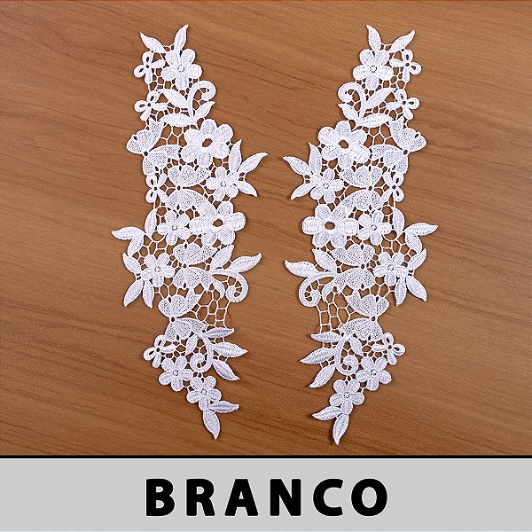 6 Pares da Aplicação Guipir Branca CH-4790 (12,5cm - 34,0cm)