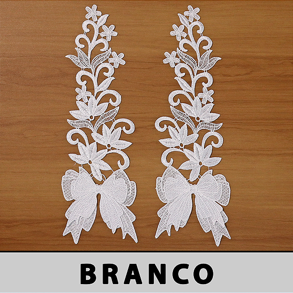 6 Pares da Aplicação Guipir 3D Branca CH-4856 (12,0cm - 37,0cm)