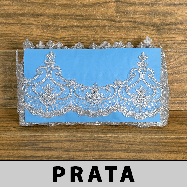 Tule Bordado Prata CH-3206/B (11,5cm - 9,14m)