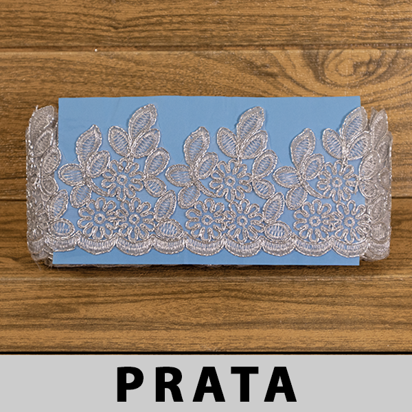 Tule Bordado Prata CH-1700/B (10,0cm - 9,14m)