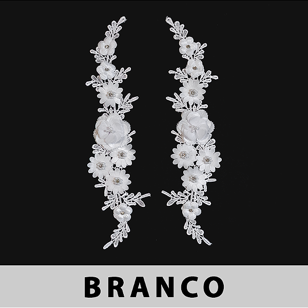 3 Pares da Aplicação Guipir Branca 3D CH-1644 (9,5cm - 33,0cm)